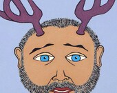 The ORIGINAL ANTLER BOY - Acrylic on Canvas Painting - Framed 8 x 10
