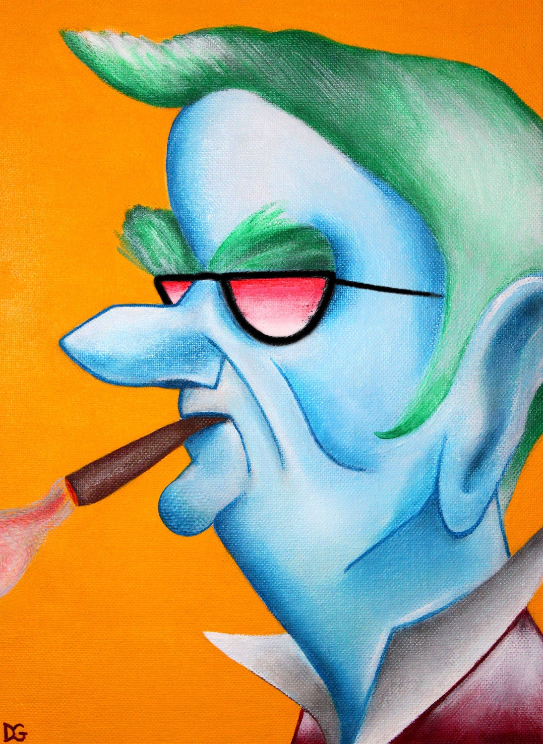 Colorful Canvas Art - Original Acrylic Painting - 9 x 12 - THE HEAD HONCHO