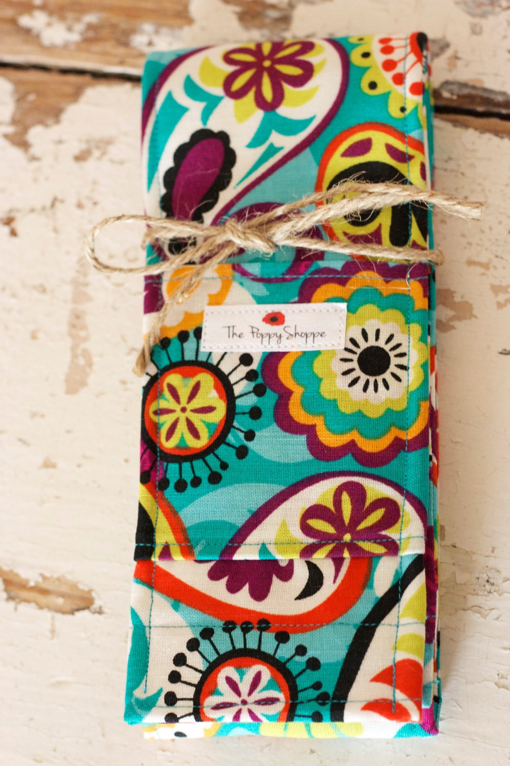 DSLR Camera Strap Cover- lens cap pocket and padding included- Turquoise/ Blue Bright Pattern