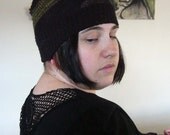 ON SALE - Green and Black Striped Beanie (OOAK)
