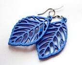 Royal Blue Wooden Leaf Dangles