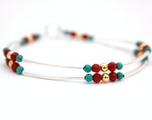 turquoise bracelet two strand bracelet coral bracelet silver gold double stacking bracelet indie bracelet