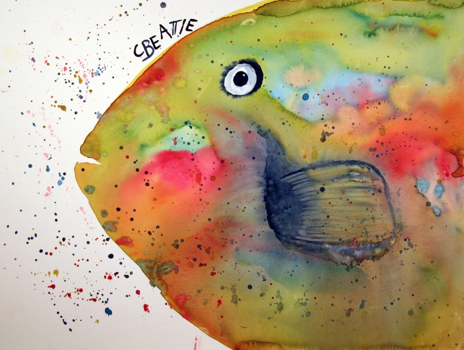 Big Fish - Original watercolor painting by artist Connie Beattie.  Size 15" x 20" on illustration board