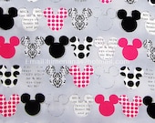 mi012 - 1 Yard SDLP Cotton Fabric - Mickey Mouse - Light Gray