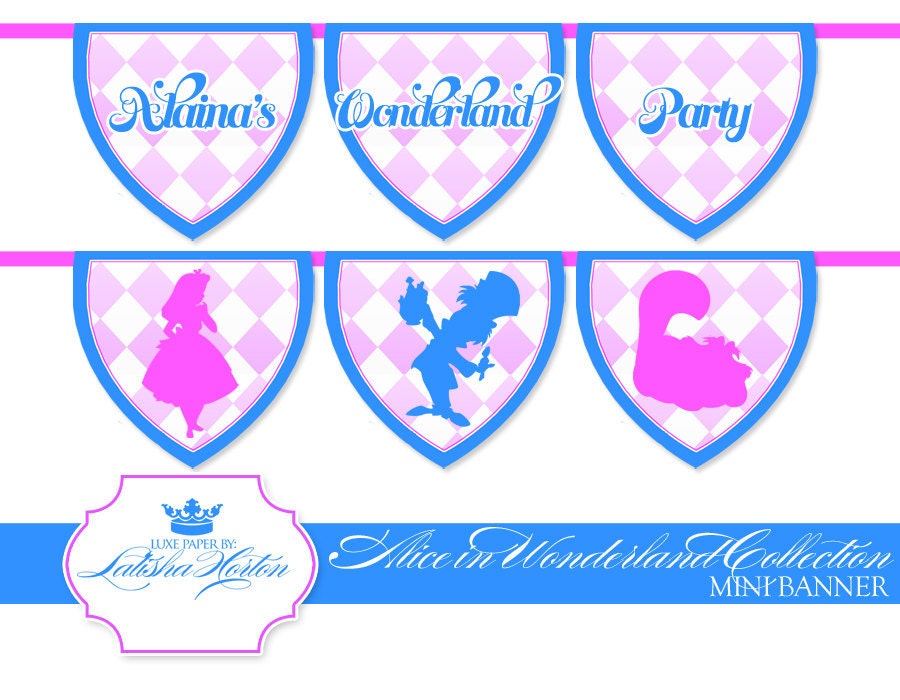 Alice In Wonderland Inspired Party - Mini Printable Banner