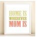 Green & Coral "Home Is Wherever Mom Is" Mother's Day print poster