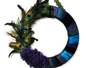 Peacock Yarn Wreath 18 inch