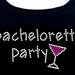 Bachelorette Party RHINESTONE T-Shirt or Tank Top with Martini Glas S M L XL XXL Wedding Bling