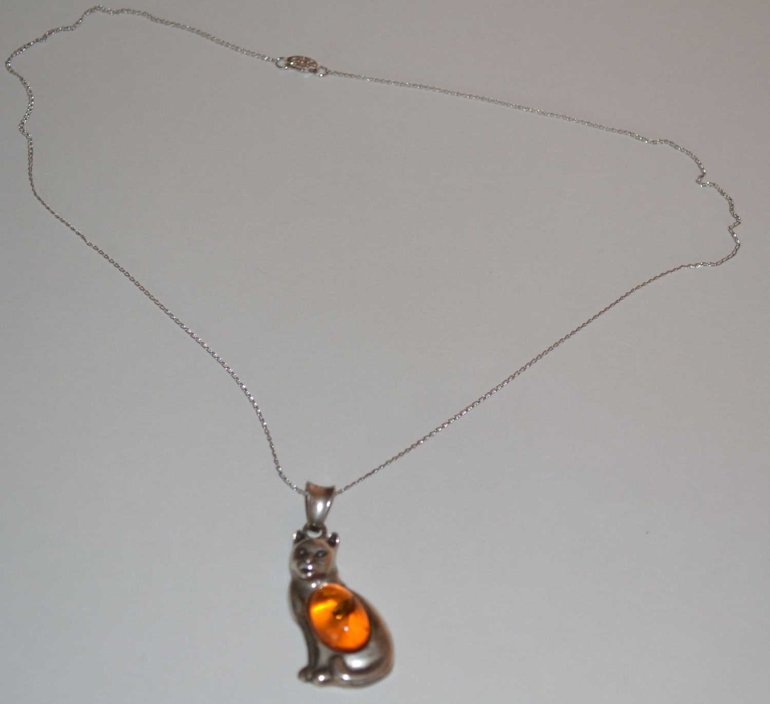 Vintage 1960's Cat PENDANT with Amber Stone, Collectable Item, Lowest Sale Price Plus Free USA Shipping