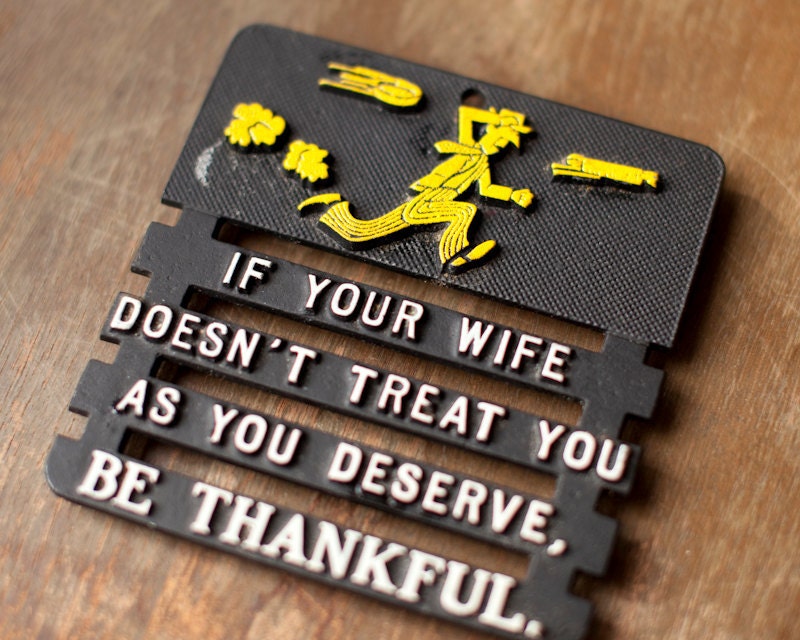 Fun Vintage Trivet - Marriage Humor