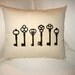 French Country Skeleton Key Pillow, Paris Inspired Shabby Chic Cushion with Vintage Keys, Antique Key, Neutral Home Decor