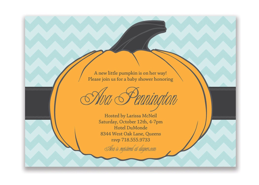 Ava Pumpkin Chevron Birthday Surprise Party Wedding or Bridal Baby Shower Invitation Halloween Autumn DIY Printable Invite Design or I Print
