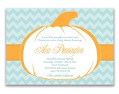Ava Pumpkin Chevron Birthday Surprise Party Wedding or Bridal Baby Shower Invitation Halloween Autumn DIY Printable Invite Design or I Print