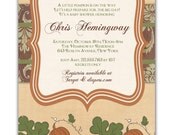 Pumpkin Baby Shower Invitation Autumn Fall Baby Shower Birthday Invitation Bridal Shower Vintage Damask DIY Digital or Printed - Chris Style