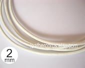 11 Yards/10 meters/32,8 feet, round leather cord, bright white color, 2 mm
