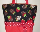 Retro Chocolate Covered Strawberries  BAG  Purse Tote BAG or Diaperbag