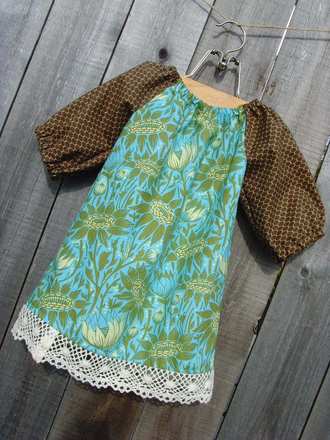 The Collector Dress in Mossy Rock - Boutique Peasant Style Long Sleeve Dress Little Girls size 2T-3T