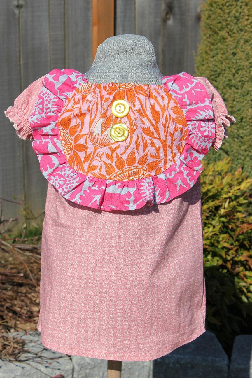 The Vintage Dress in Cupcake - Boutique Peasant Styled Ruffle Bib Dress Girls Size 12 months -18 months