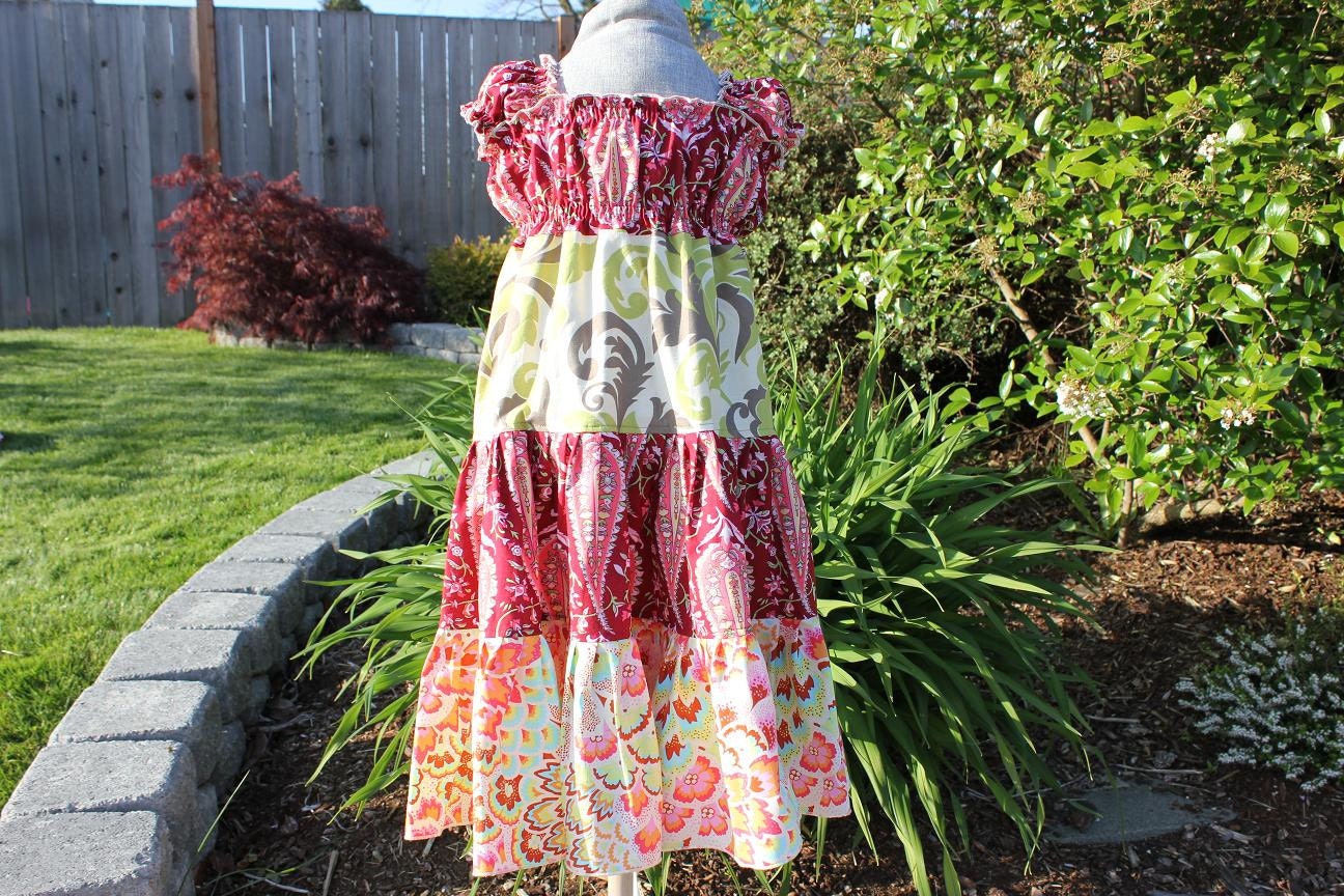The Pinwheel Dress in Napa - Boutique Twirly Ruffle Pettiskirt Dress Girls Size 5T - 6