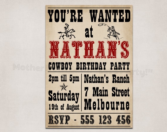 Cowboy Wanted Invitations