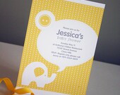 BABY ELEPHANT Baby Shower or Birthday Printable Invitation - 7"x5" - Unisex Yellow - Print Your Own Il_170x135
