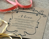 Rustic and Vintage Inspired Wedding Menu Kraft Paper Recycled