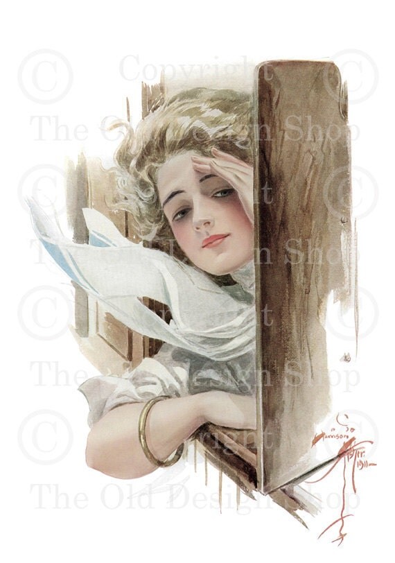 HOMEWARD BOUND Harrison Fisher Victorian Lady Image for Card Making Mixed Media Altered Art Digital Download