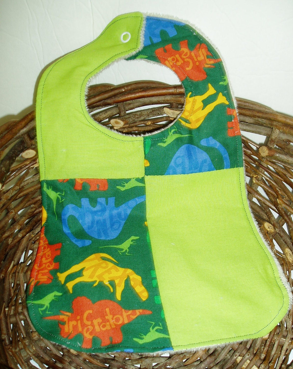 Baby Bib - Green Dinos