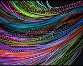 Long Hair Feather Extensions Rainbow Tie Dye Feathers by SolDoggie Feather Extensions 10 FOR 15 Dollars