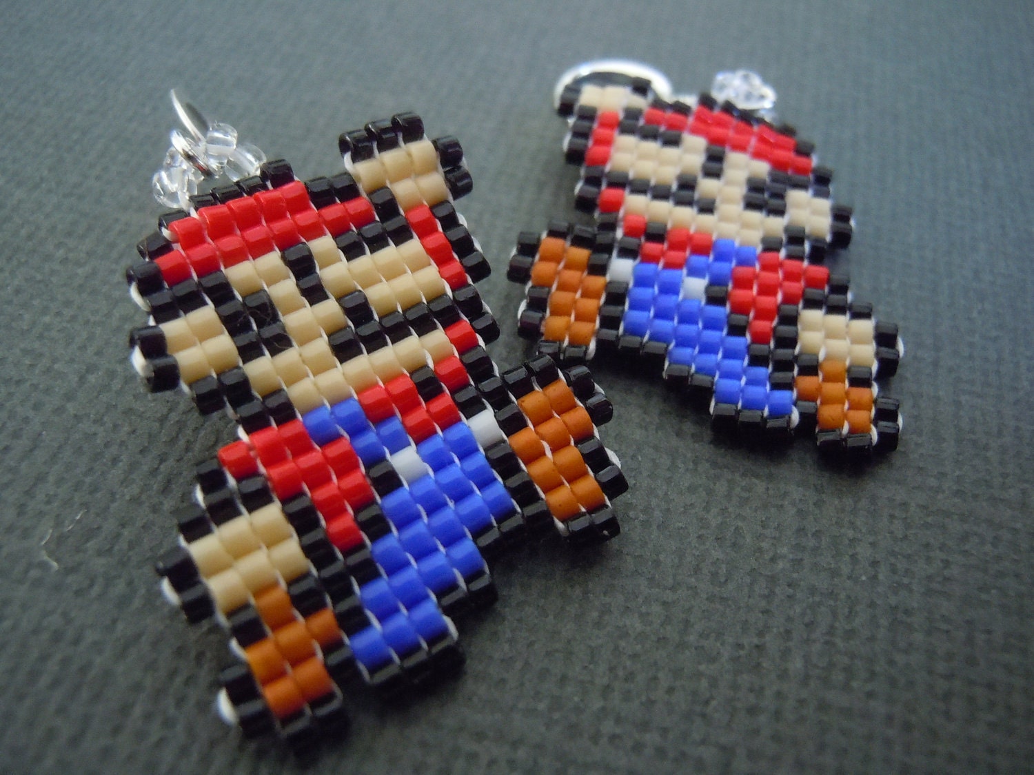 Hand Woven Seed Bead Mario Pixel Earrings