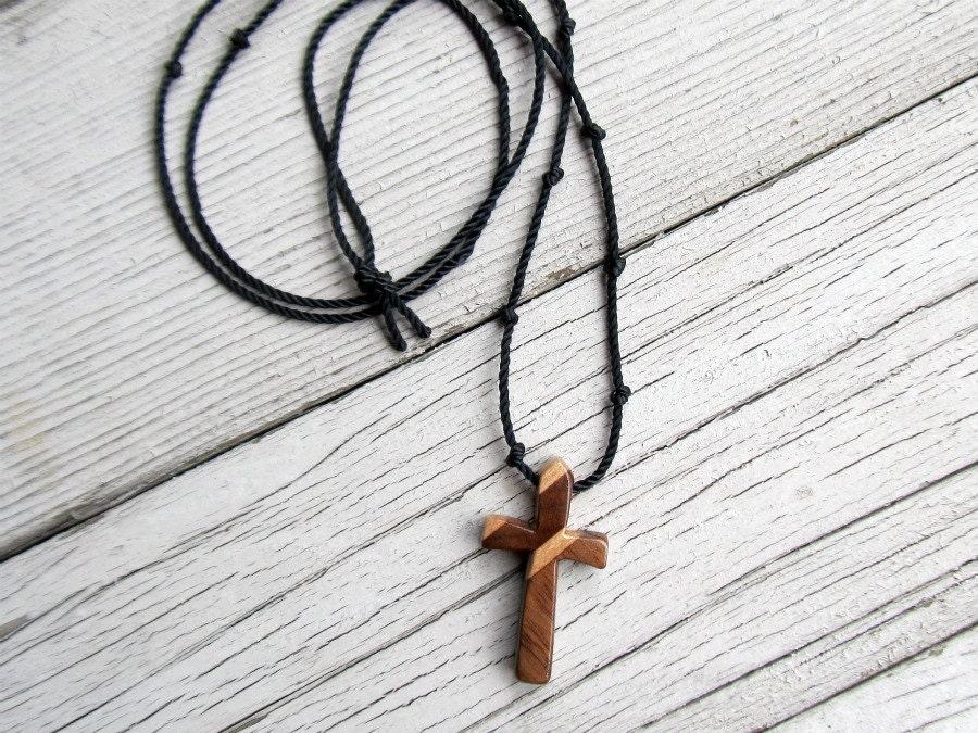 Mens Cross Pendant - Walnut & Maple - Necklaces for Men
