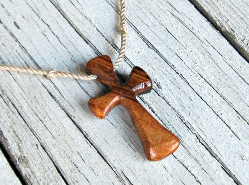 Wood Cross Necklace on Wood Cross Pendant   Brazilian Tigerwood   Mens Jewelry