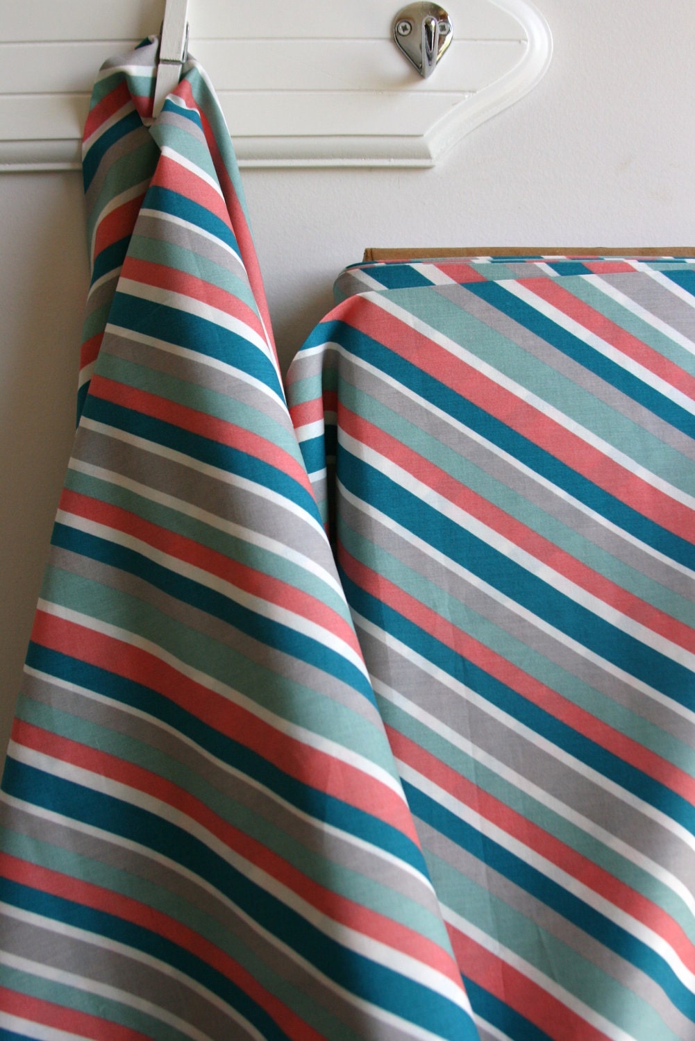 SALE Organic Mod Stripe in Coral by Designer Dan Stiles from Birch Fabric - ONE YARD