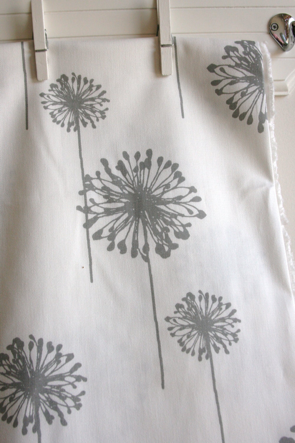 White/Storm Grey Dandelion Home Decor Weight Fabric from Premier Prints - ONE HALF YARD