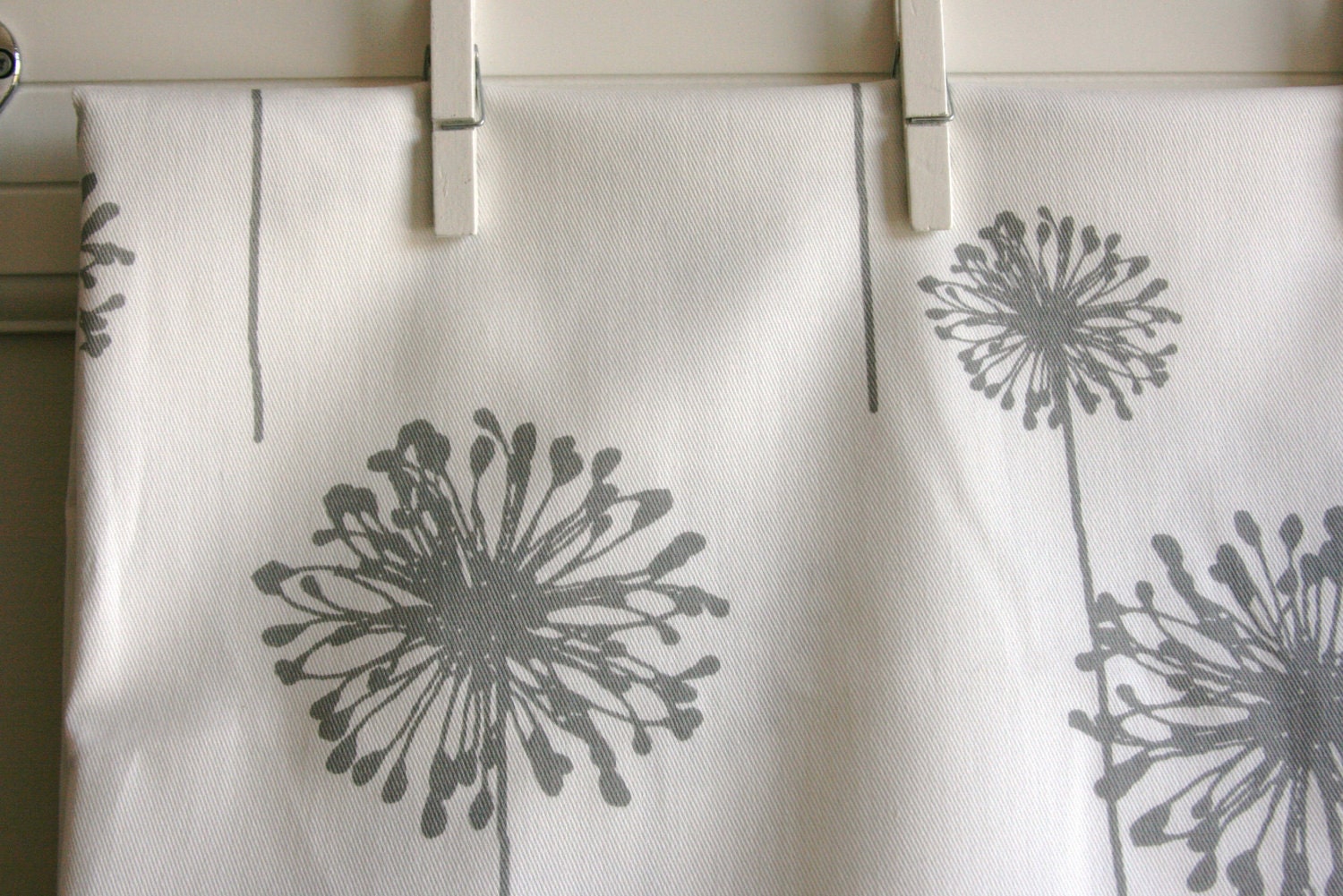 White/Storm Grey Dandelion Home Decor Weight Fabric from Premier Prints - ONE HALF YARD