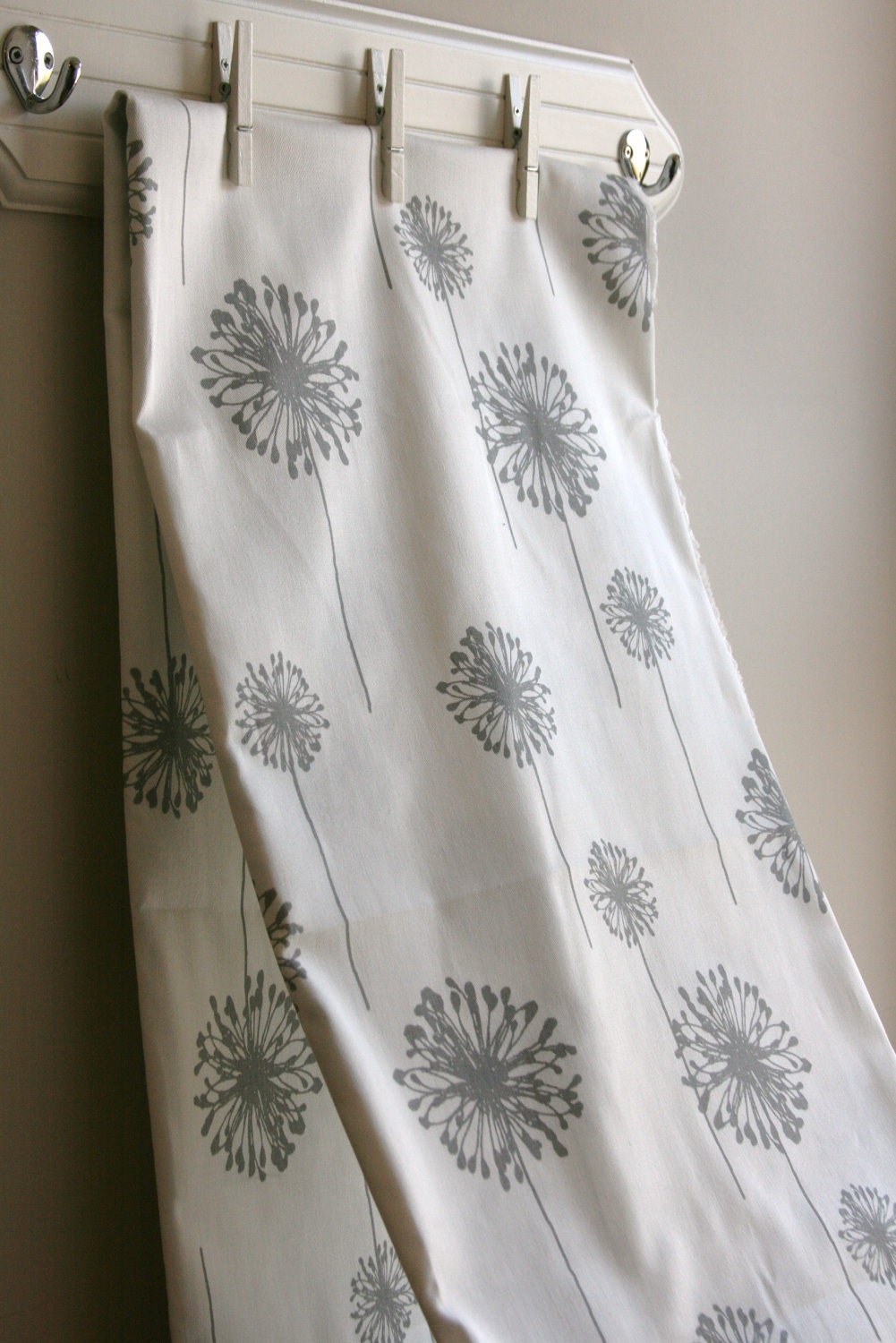 White/Storm Grey Dandelion Home Decor Weight Fabric from Premier Prints - ONE HALF YARD