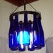 Jr. 9 Wine Bottle Chandelier,  9 Split Cobalt Blue Bottles