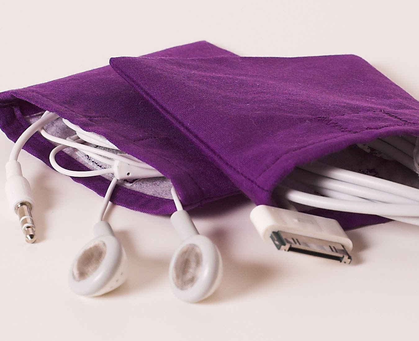 Cable Case - bluetooth, earbud, power cord pouch - Purple