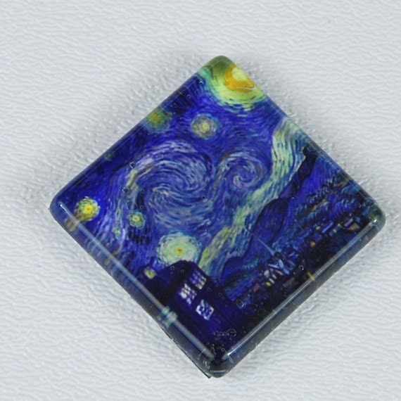 Doctor Who Magnet, Van Gogh Parody Neodymium Magnet, Starry Night with TARDIS magnet
