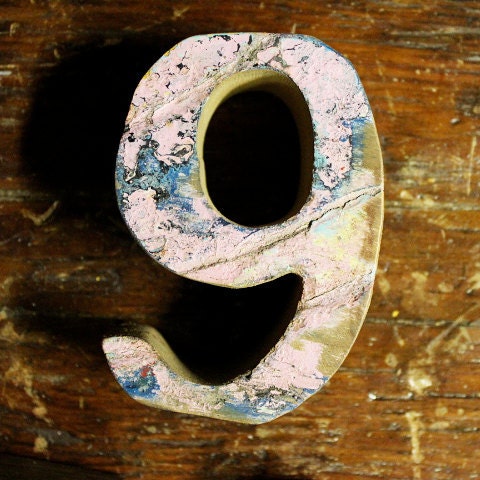 House Number 9 Vintage Style Nautical Distressed Wooden