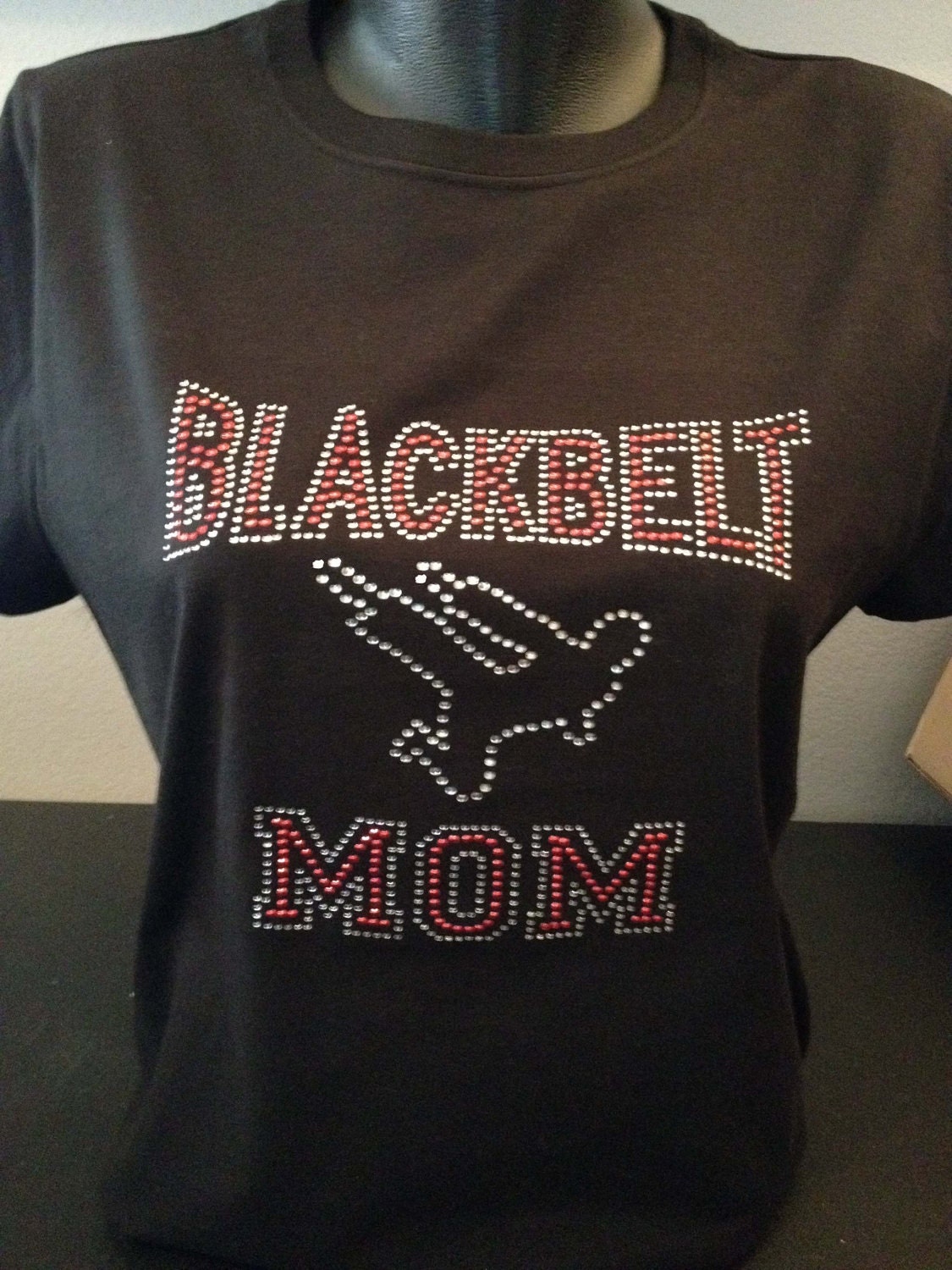 Blackbelt Mom Custom Bling T-Shirt 