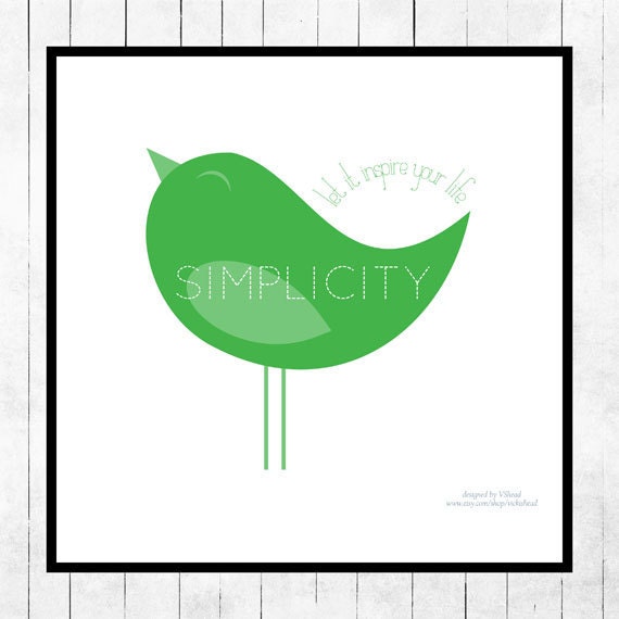 Spring Art Print Poster Bird Green Simple