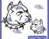 Dog, pit-bull heads, animal decals