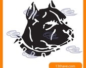Dog, pit-bull heads, animal decals, reversed