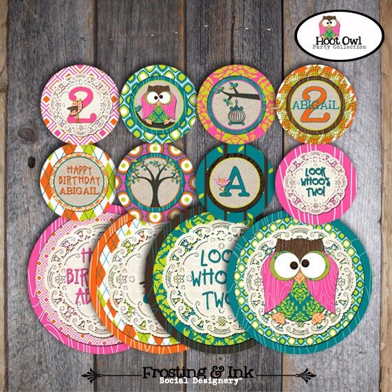 Owl Party - Night Owl Birthday Party - Complete Collection - Toppers, Banner, Party Signs, Favor Tags & More - Customized Printable (Pajama)