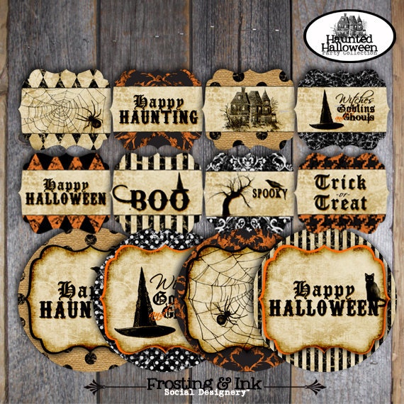Halloween Party - Complete Collection - Toppers, Bunting Banner, Party Signs, Favor Tags, Bottle Labels, Wraps & More - Customized Printable