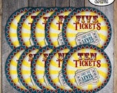 Carnival Party - Circus Party - Ticket Signs - Customized Printable (Vintage Inspired)