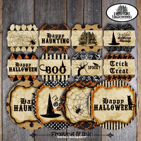 Halloween Party - Complete Collection - Toppers, Bunting Banner, Party Signs, Favor Tags, Bottle Labels, Wraps & More - Customized Printable