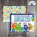 Monster Birthday Party - Invitation & Wrap Around Address Labels - Customized Printable