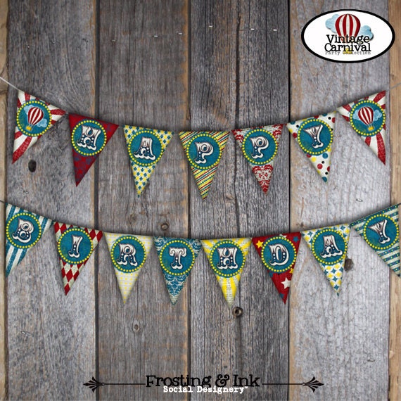 Carnival Party - Circus Party - Invitation & Wrap Around Address Labels - Customized Printable (Vintage, Big Top, Circus Poster, Birthday)
